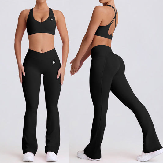 Set FlareFit - 2 piezas - Pantalón flare y Sport Bra - Negro